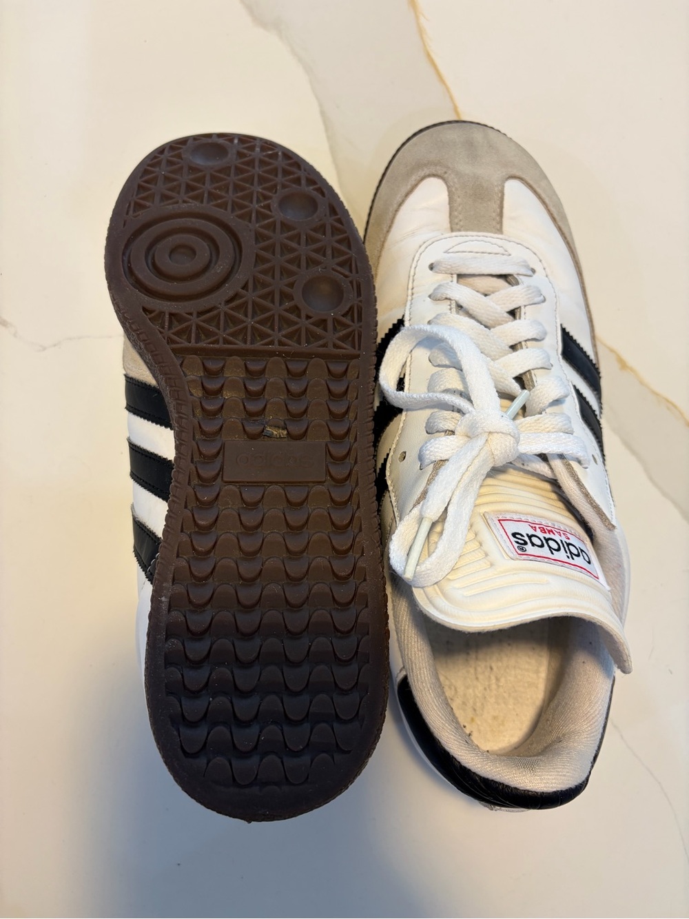 Adidas Samba Classic Leather Sneakers White Black Gum Men’s Size US 8 - Picture 8 of 11